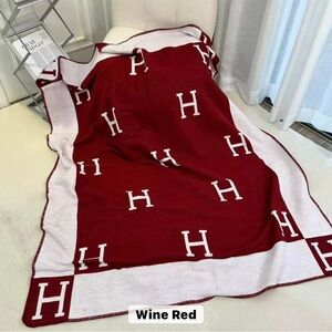 Luxe Inspired wool blend Wine Red Throw Blanket